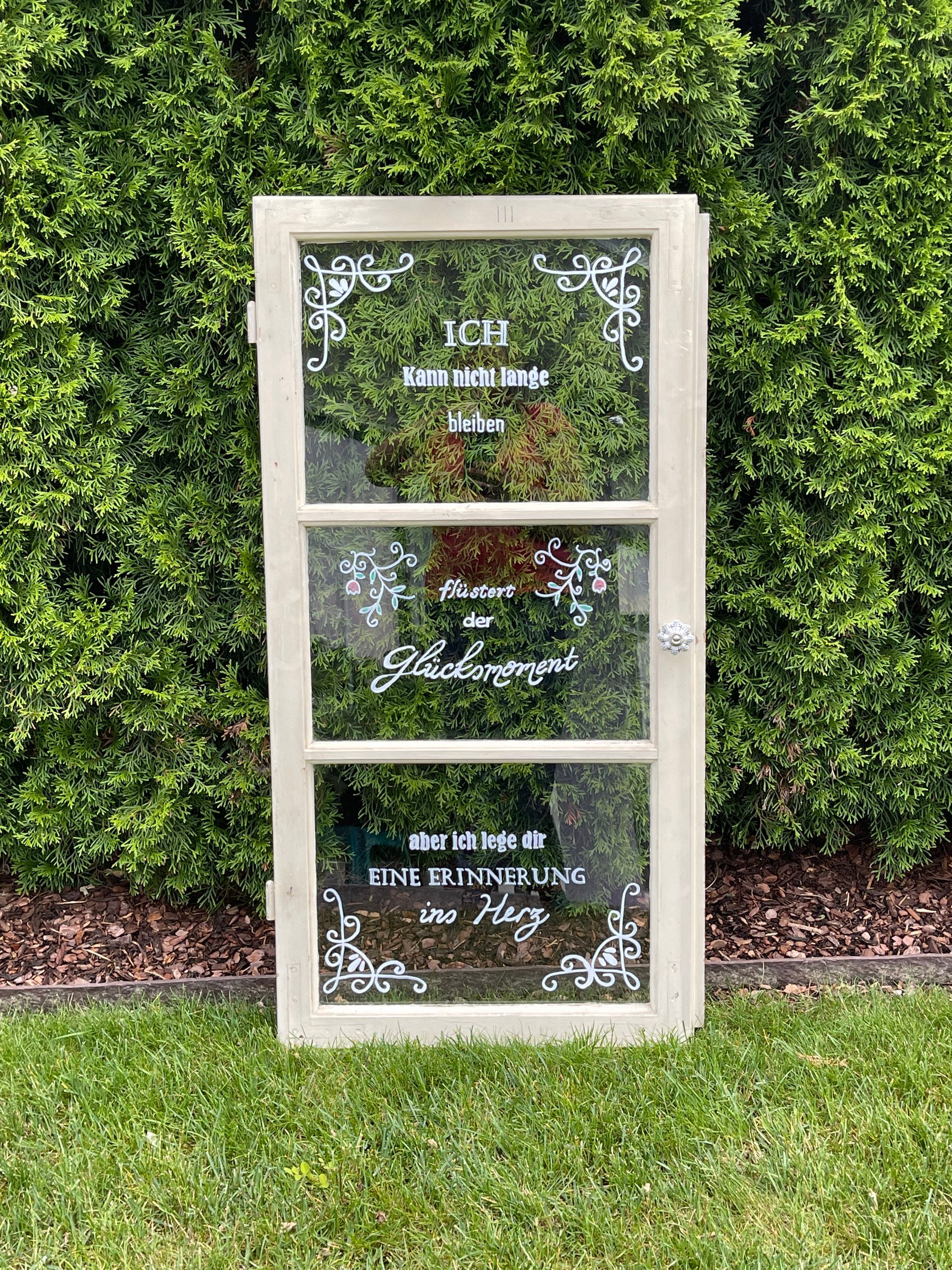 Altes Fenster Dekofenster mit Individueller Beschriftung Spruch Gartendeko Shabby