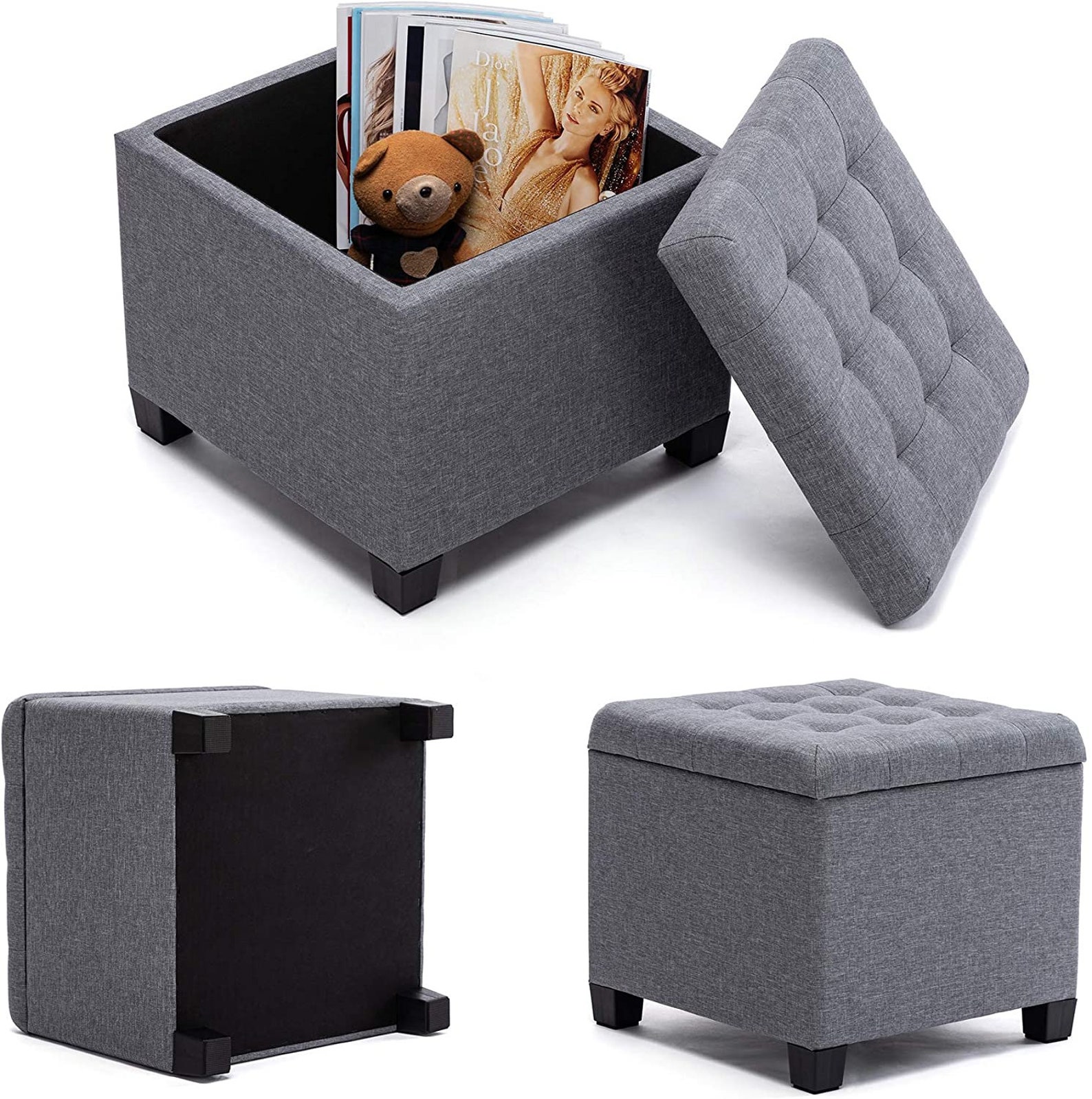 Pouffe Footstool Ottoman Storage Box 45cm Cube Strong Wooden Etsy