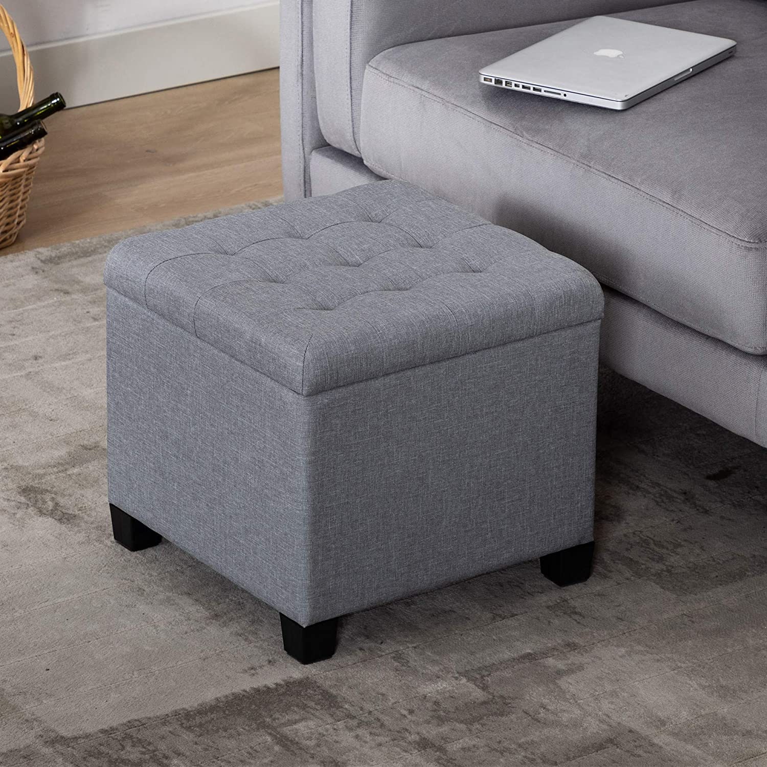 Pouffe Footstool Ottoman Storage Box 45cm Cube Strong Wooden Etsy