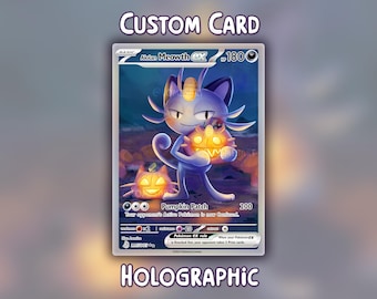 Tarjeta holográfica de Meowth de Alola (Pokémon) - Personalizada