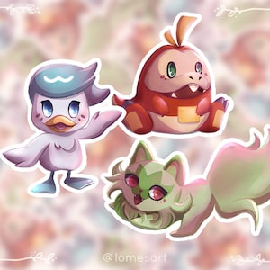Paldea Starters Fuecoco Sprigatito Quaxly Vinyl Sticker Print Fanart Pokemon Gift Autocollant Autocollants Mignon Kawaii Pegatinas