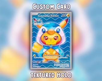 Tarjeta holográfica con textura de Pikachu Poncho Piplup (hecha a medida)