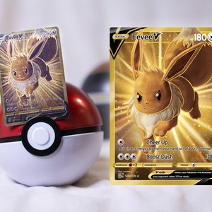 Carte personnalisée Evoli impression texturée or Fanart Pokemon Evoli