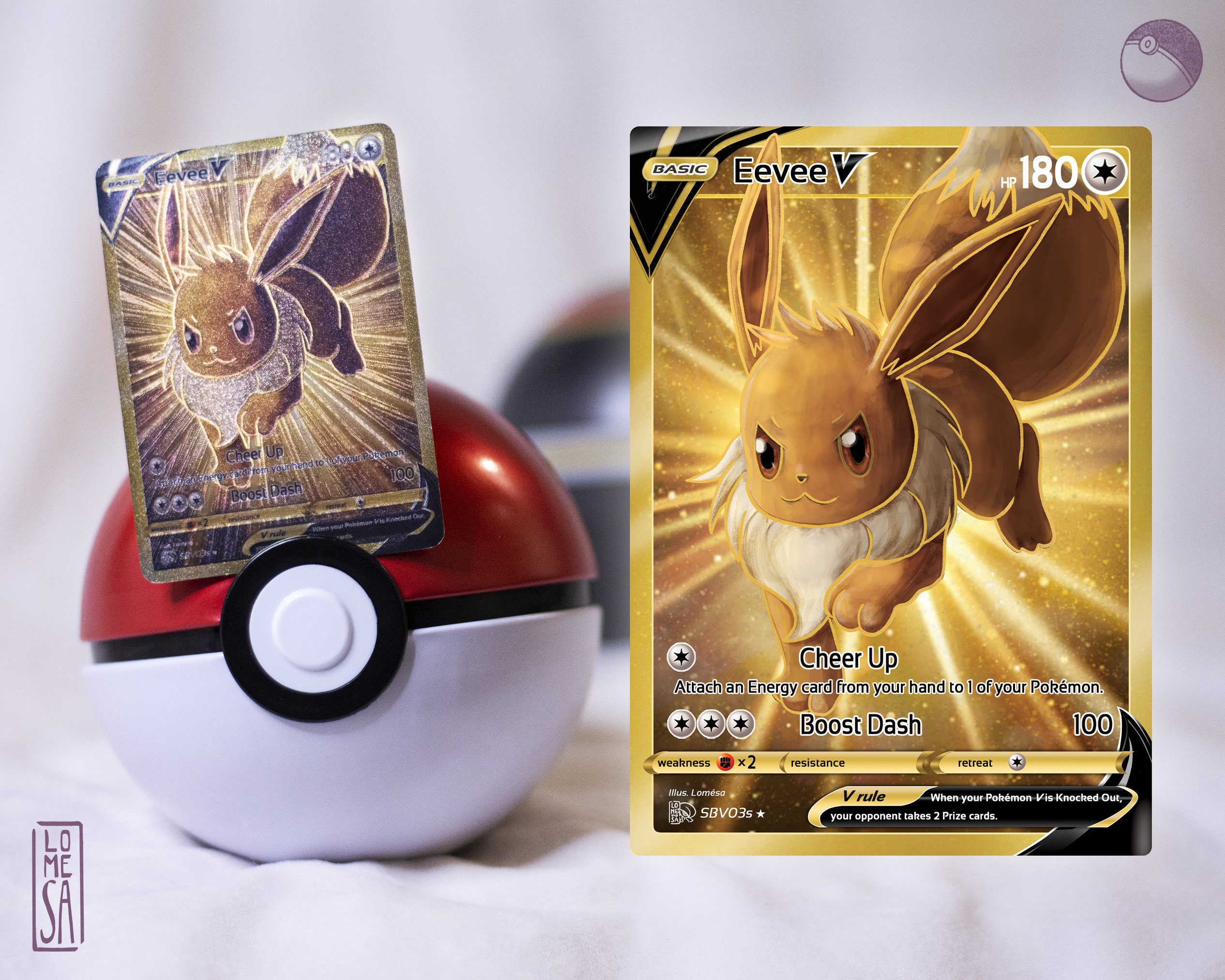 Eevee Custom Card Gold Textured Print Fanart Pokemon -  Hong Kong