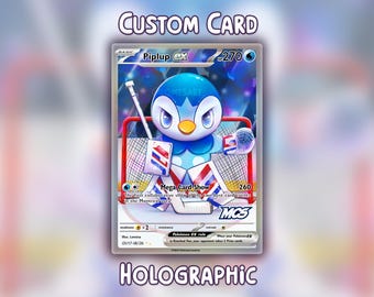 Tarjeta holográfica de portero de hockey Piplup (personalizada)