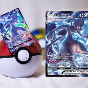 Carte personnalisée Mewtwo Holo texturé impression Fanart Pokemon