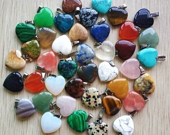 12-150 pcs / lot Crystal Heart Charms Pendants Natural Healing Stones For DIY Jewelry Making Supplies, Wholesale Crystals, Gifts, Sale