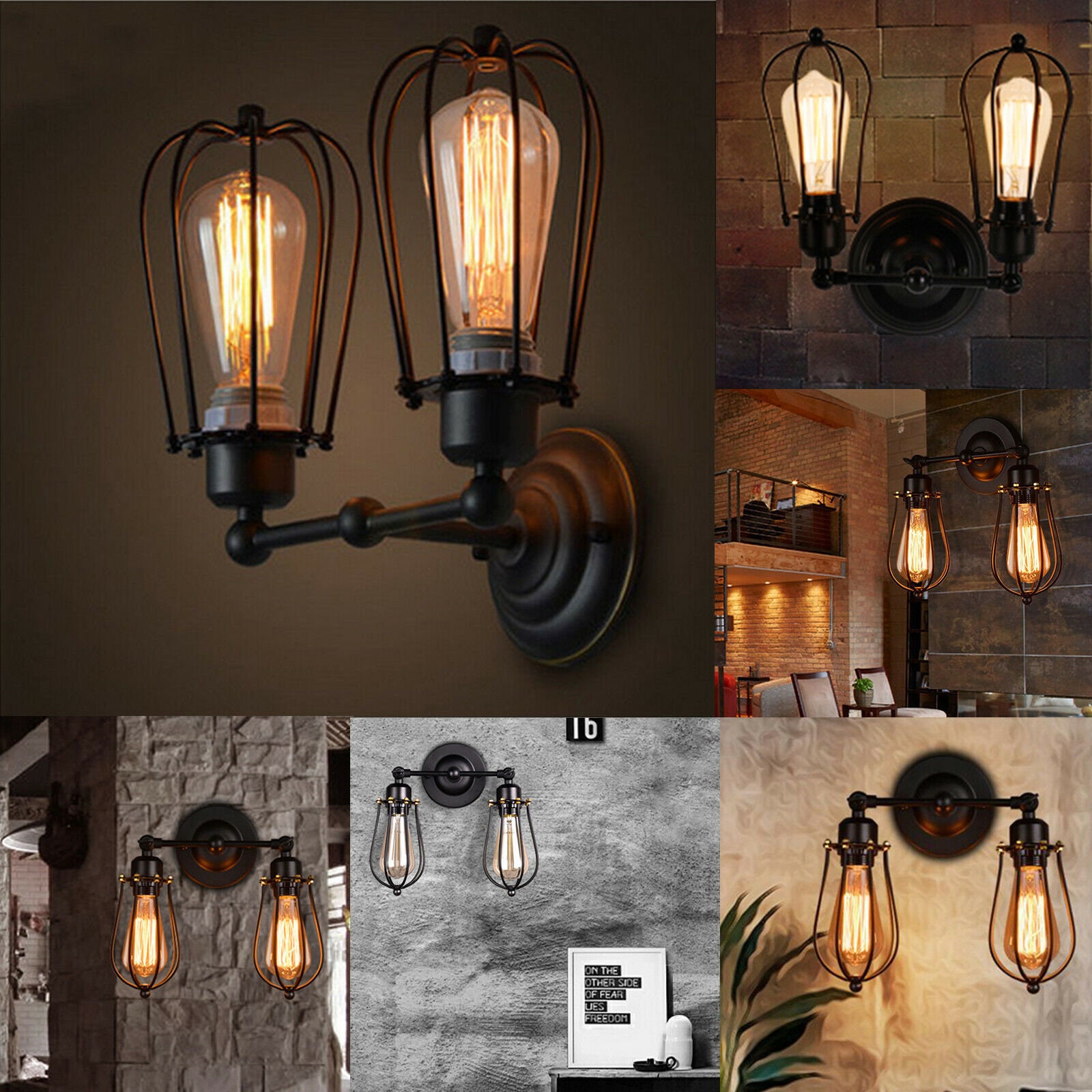 Vintage industrial wall lights deals