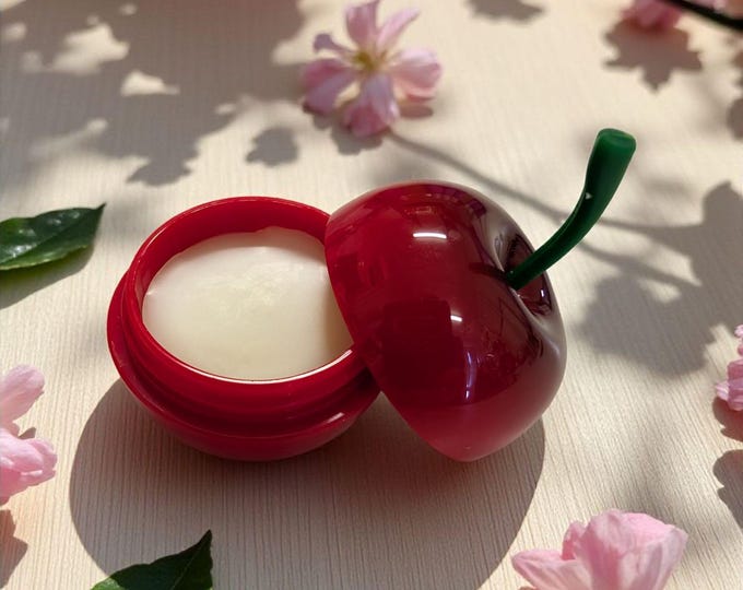 Handcrafted Black Cherry or Musk Lip Balm • Vitamin E Hydrating Lip Care, Shaped Pot