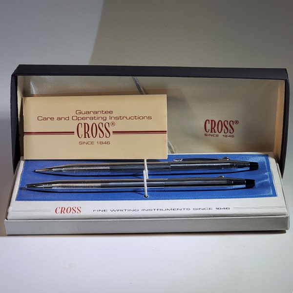 Vintage! CROSS Classic Century pen & pencil set in Crome finish, GE Logo w/ presentation box