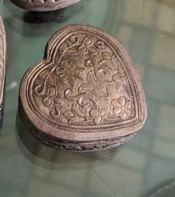 Antique Sterling Silver .925 Heart Shaped Trinket 