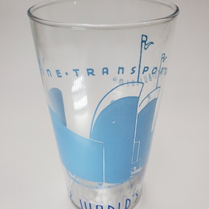 Rare! Vintage! Transportation/Flight Art Deco 1939 World&#39;s Fair Souvenir Clear Drinking Glass