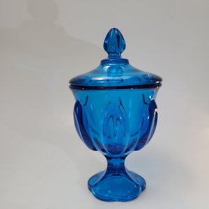 Striking Vibrant LE Smith Blue Glass Mid Century Modern Dish