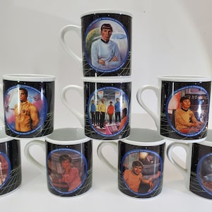 Vintage 1991 Star Trek Enterprise complete collection of 8 Hamilton Collection Star Trek Ceramic Mugs