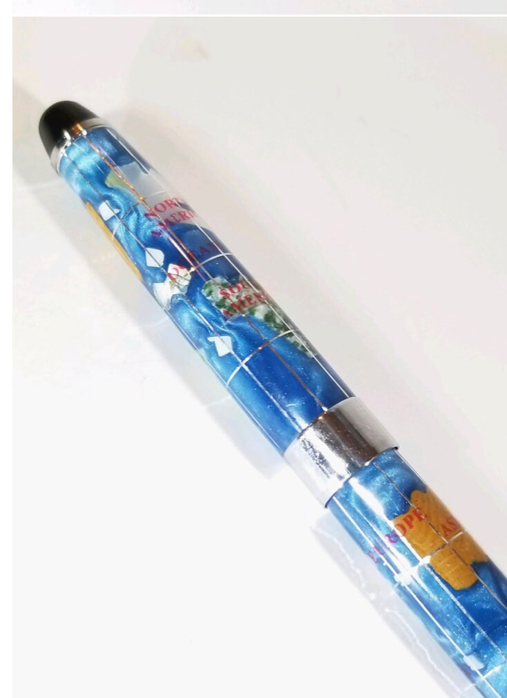 Vintage! Collectible Marine Blue Gemstone Globe Pen With