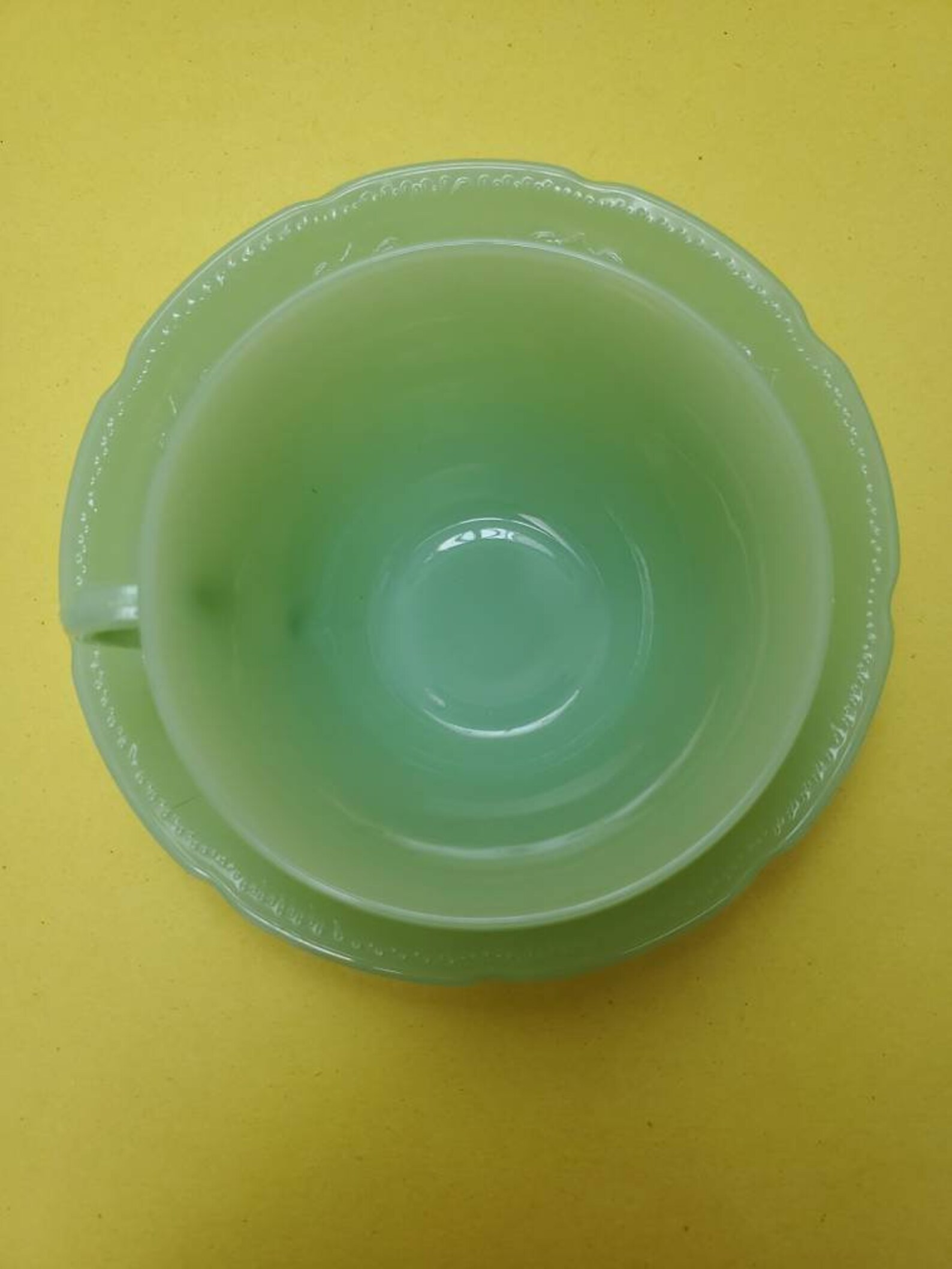 Vintage Anchor Hocking Fire King Jadeite Tea Cup & Saucer Etsy