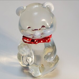 Stunning! Rare 1980s Fenton Art Glass Crystal Bear Figurine/Paperweight
