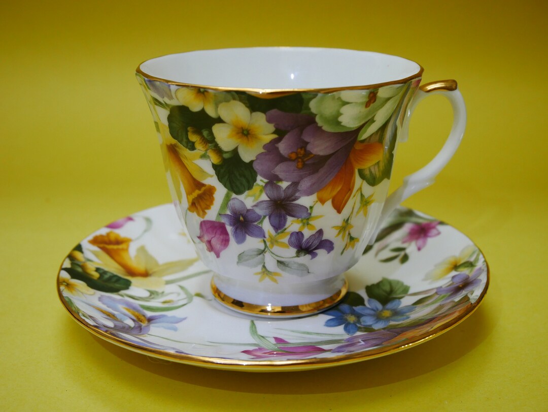 Mint Duchess Fine Bone China White and Floral Design Tea Cup Etsy