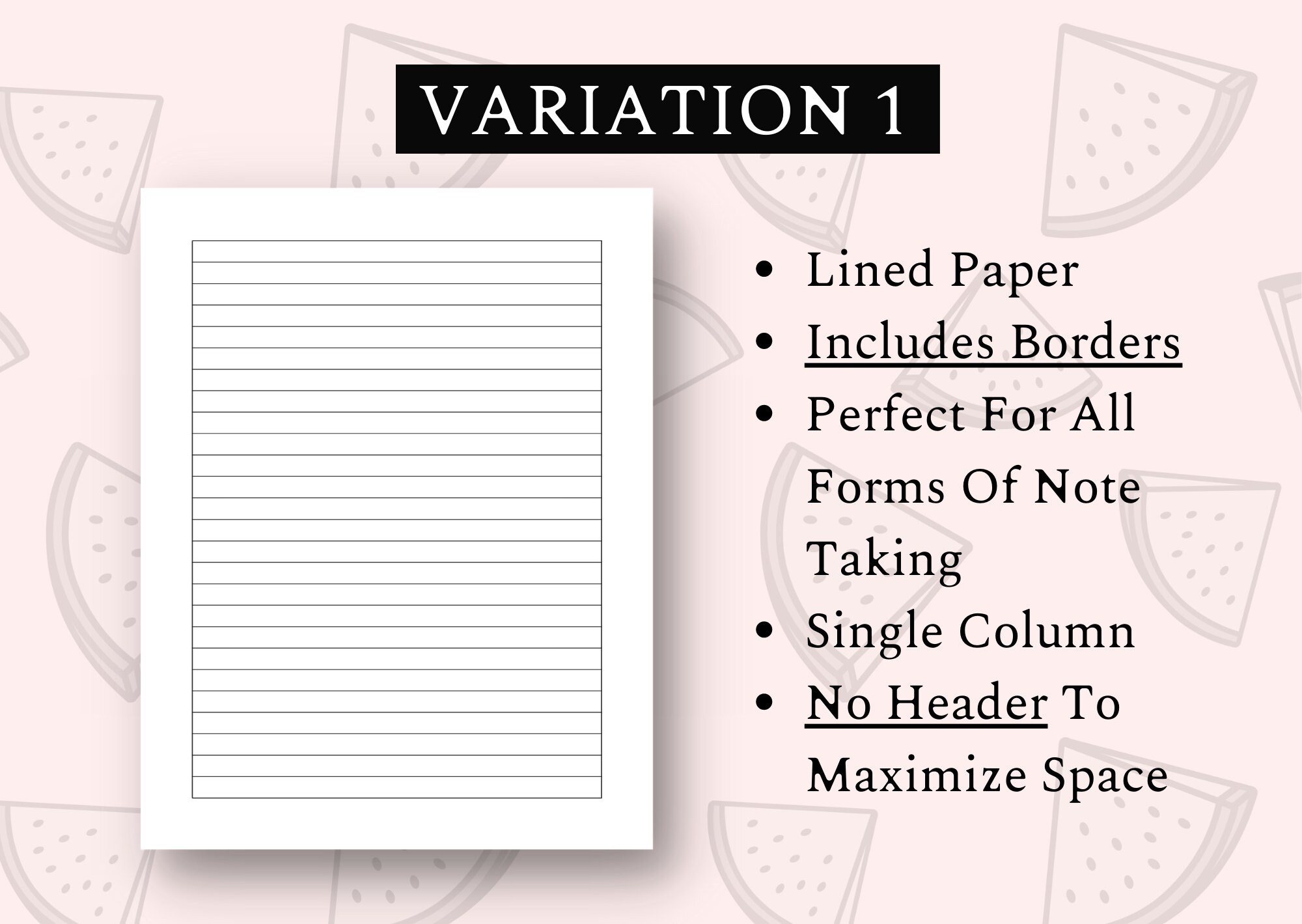 printable lined paper pdf wide ruled paper college ruled paper etsy
