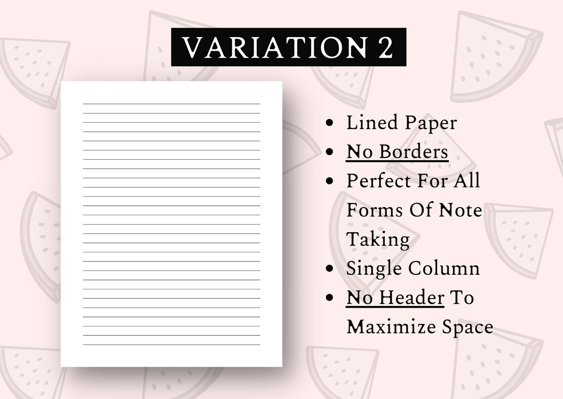 printable lined paper pdf wide ruled paper college ruled paper etsy