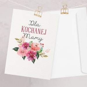 Greeting Card For Polish Mum, Kartka Urodzinowa Dla Mamy, Polish Mothers Day, Polish Family Gifts, Polska, Polish Language Mom Card