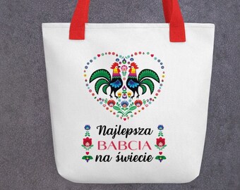 Najlepsza Babcia Na Świecie Tote Bag, Best Grandma Polish Tote Bag, Babcia Gift, Polish Grandmother Folk Wycianki Tote Bag, Polish Roots