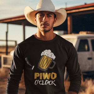 Piwo O&#39;Clock Men’s Long Sleeve Shirt, Polish Gifts, Polish Heritage, Funny Polish Shirt, Polish Pride, Na Zdrowie,Gift For Him, Polish Roots