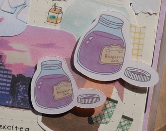 3 PCS Raspberry Jam Sticker (Matte, 2 Sizes): Cute Stickers for Planners, Bullet Journals, Scrapbooking