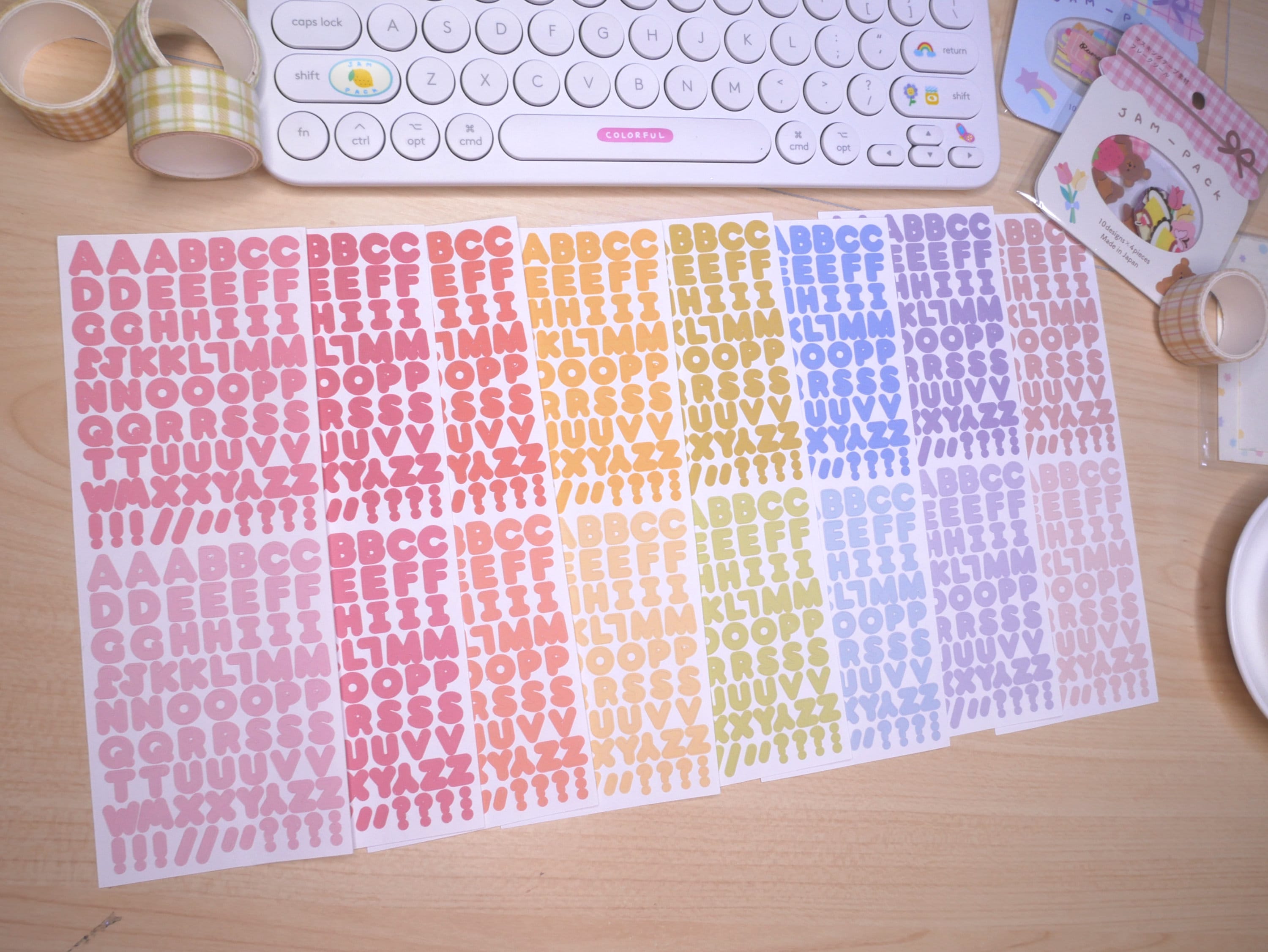 Alphabet Letter Sticker Sheet 8 Colors Etsy