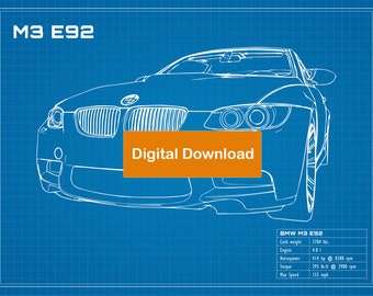 BMW M3 E92 poster 18"x24" (JPEG image file) - Blueprint