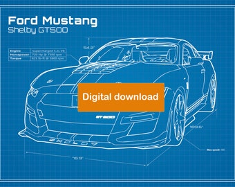 2020 Mustang Shelby GT500 poster 18"x24" (JPEG image file)