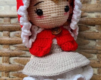 Muñeca de crochet inspirada en Caperucita Roja, regalo perfecto de cumpleaños/Navidad para cualquier niño o niña.