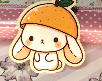 Kawaii Tangerine Bunny Vinyl Sticker | Cute Waterproof  Decal For Laptops, Phones and Water Bottles