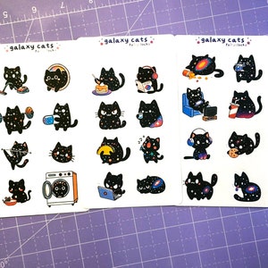 Galaxy Cats Sticker Sheets | Kawaii Stickers for Bullet Journaling, Planners, Journals, Collections | Cute, Kawaii, Adorable, Slice of Life