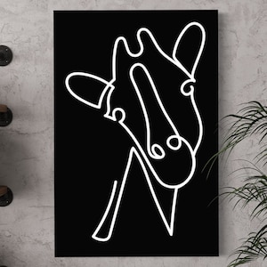 Giraffe Line Art, Giraffe Line Drawing Poster, African Animal Art Print, White Line Drawing Wall Art, Animal Wall Decor, Abstract Art