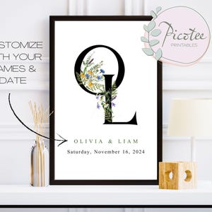 Custom Couples Initials Print - Custom Romantic Couple Gift, Birthday, Engagement, Anniversary Gifts for Him & Her