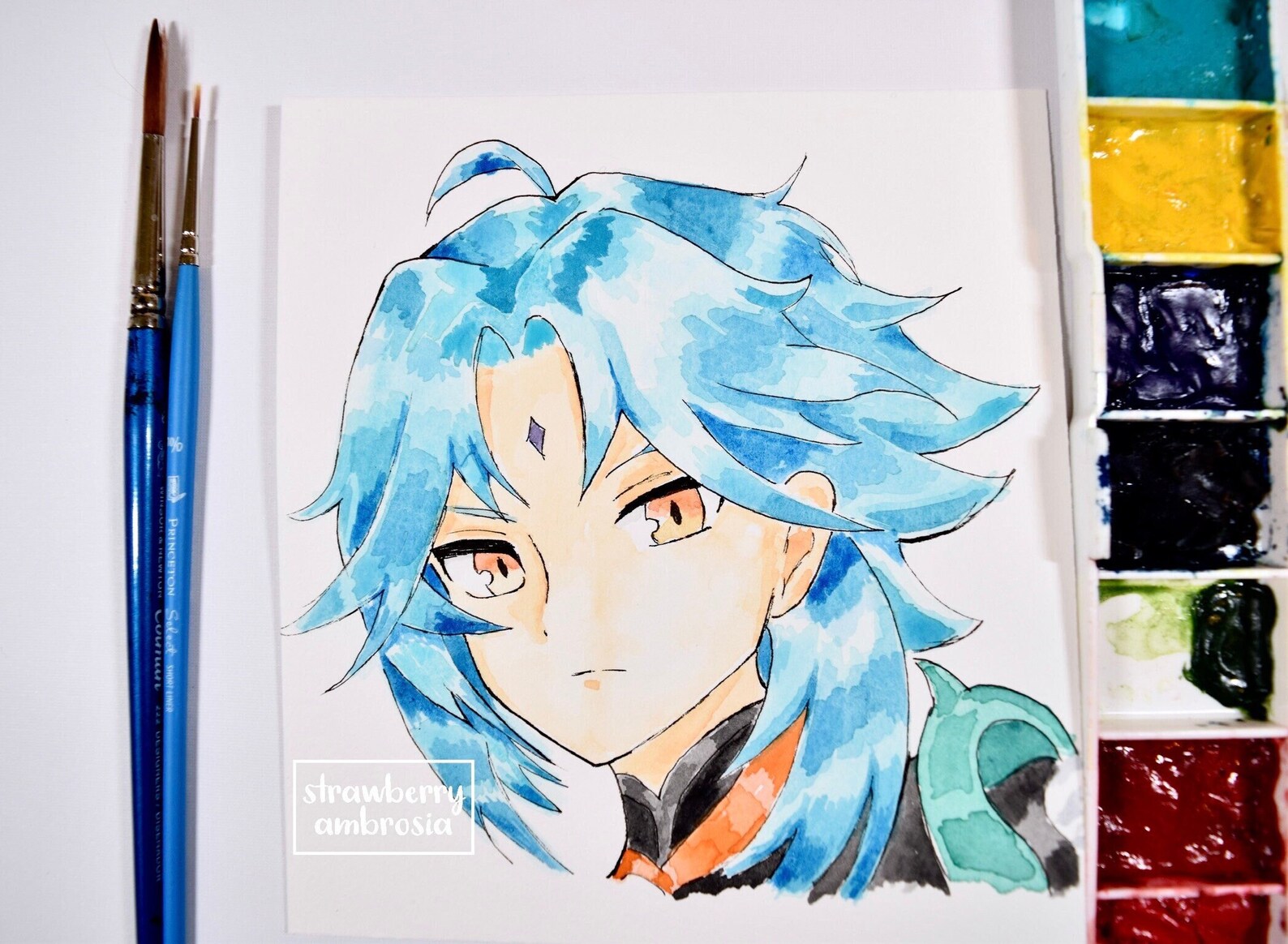 Xiao Genshin Impact Watercolour Art Painting Original | Etsy