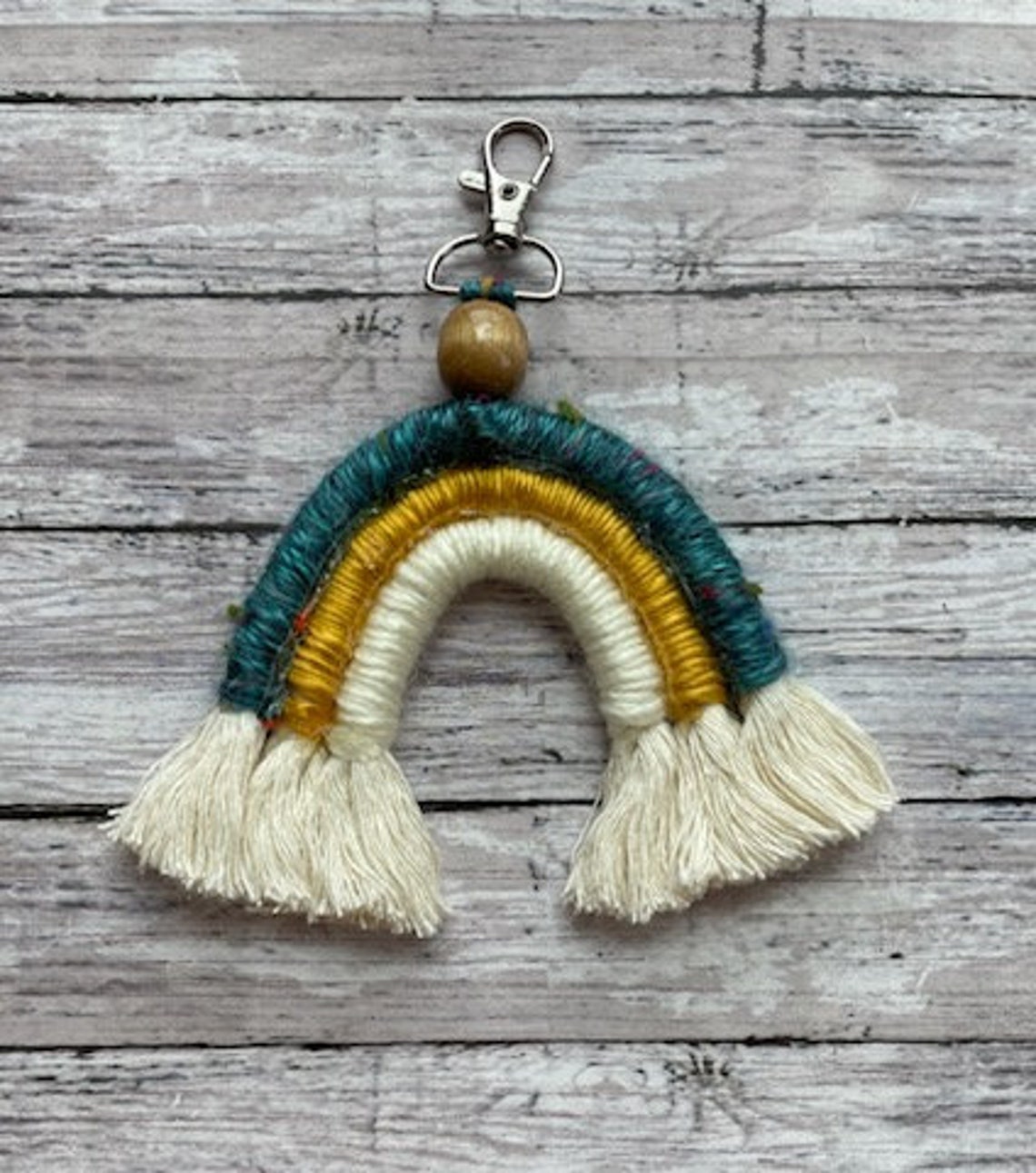 Yarn Macrame Rainbow Keychain Etsy