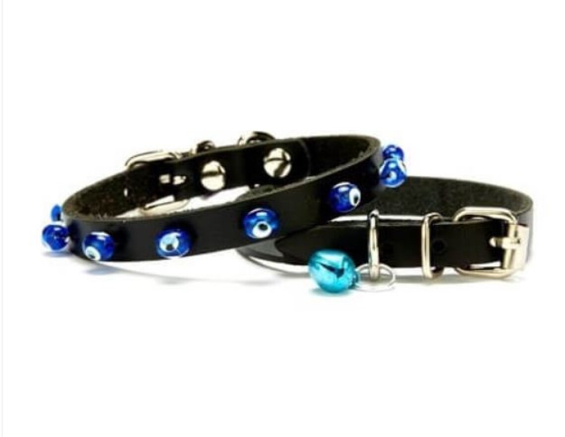 Evil Eye Charm for Pets Leather Dog Collar with Evil Eye Etsy