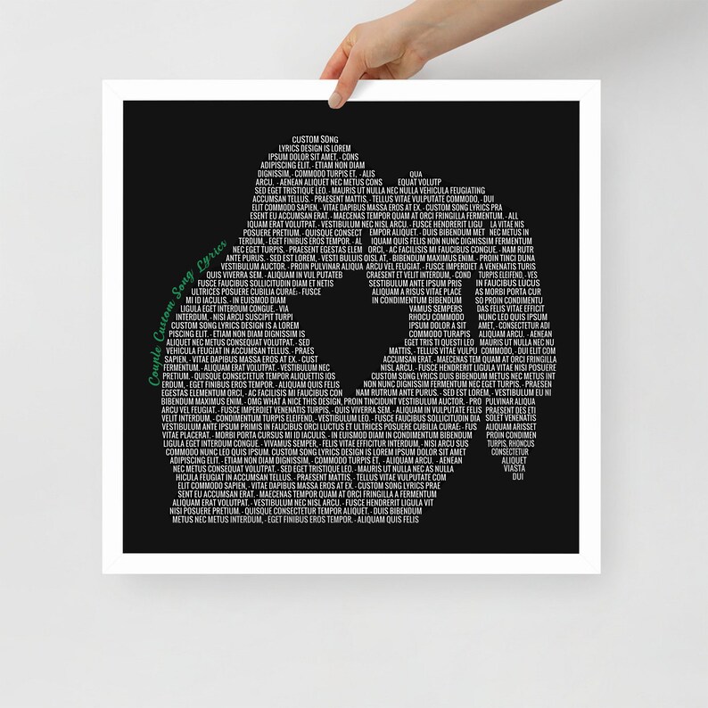Couple Silhouette Custom Any Song Lyrics Print SVG, Anniversary Gift Digital Files, Wedding Song Wall Art imagen 7