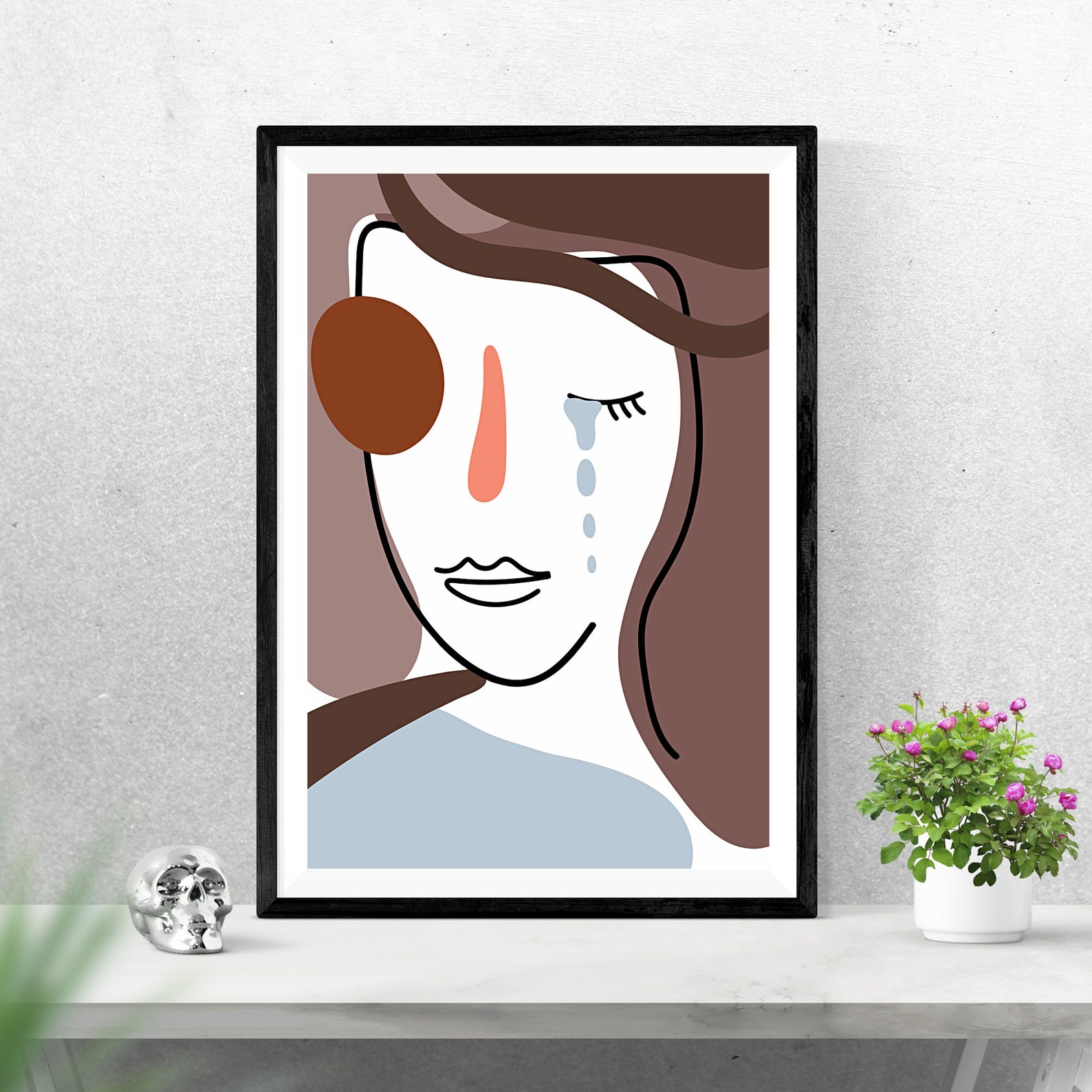 Abstract Face Wall Art, Minimal Wall Art, Minimalist Poster, Wall Decor