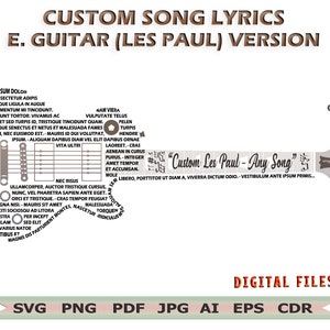 Custom Song Lyrics Electric Guitar Les Paul Version | Any Song Lyrics | Song Lyrics SVG