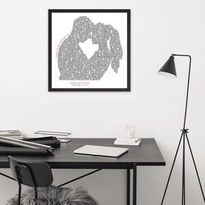Couple Silhouette Custom Any Song Lyrics Print SVG, Anniversary Gift Digital Files, Wedding Song Wall Art imagen 2