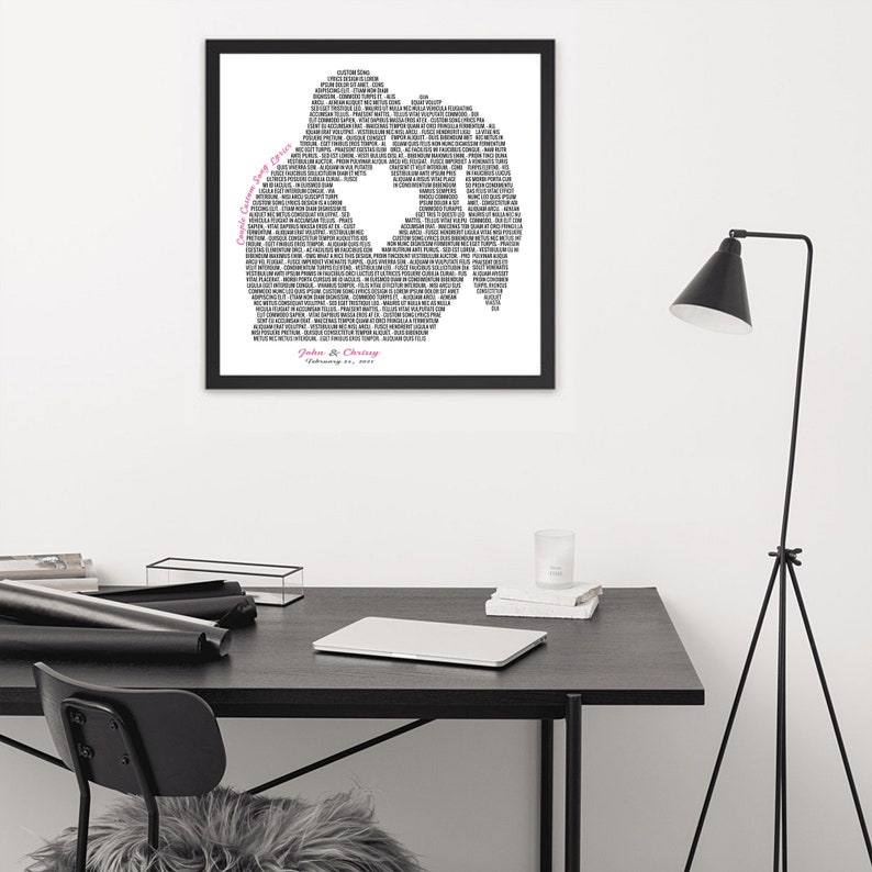 Couple Silhouette Custom Any Song Lyrics Print SVG, Anniversary Gift Digital Files, Wedding Song Wall Art imagen 2