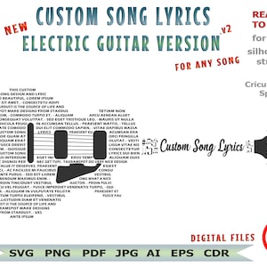 Custom Song Lyrics Electric Guitar Version .v2 |  Song Lyrics SVG | Wedding Song Lyrics