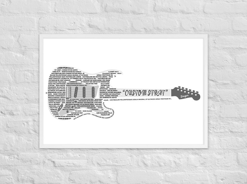 Custom Song Lyrics Electric Guitar Strat Version .v3 Any Song Lyrics Song Lyrics SVG image 3