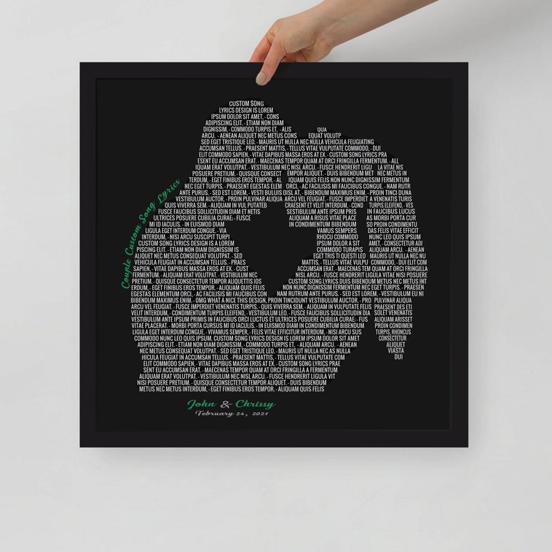 Couple Silhouette Custom Any Song Lyrics Print SVG, Anniversary Gift Digital Files, Wedding Song Wall Art imagen 6