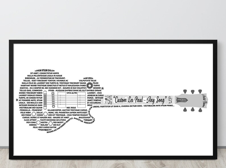 Custom Song Lyrics Electric Guitar Les Paul Version Any Song Lyrics