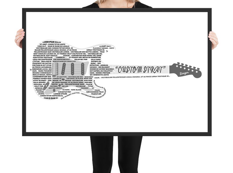 Custom Song Lyrics Electric Guitar Strat Version .v3 Any Song Lyrics Song Lyrics SVG image 5