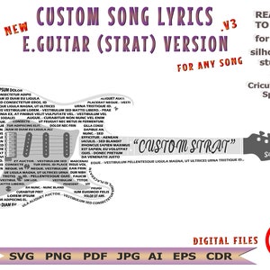 Custom Song Lyrics Electric Guitar Strat Version .v3 Any Song Lyrics Song Lyrics SVG image 1